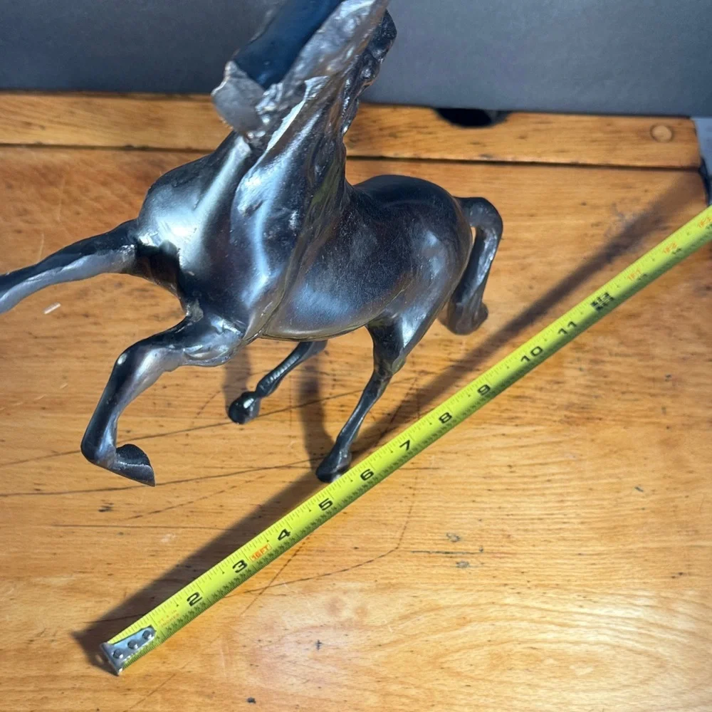 Horse Sculpture Bronze Black Rearing Head Vintage Handcrafted Art Deco - Picture 12 of 15